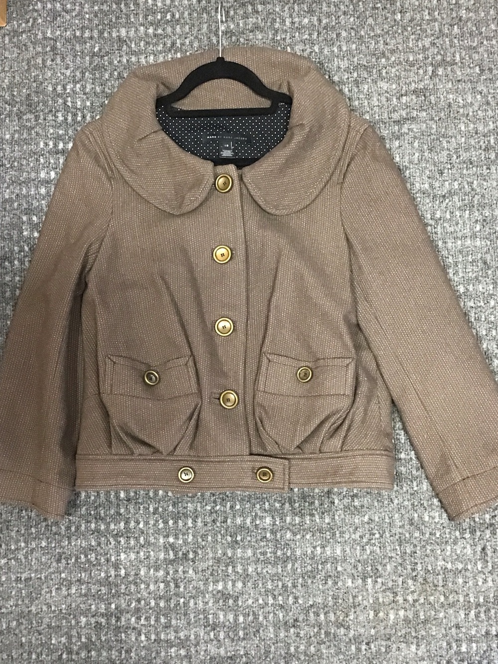 Marc by Marc Jacobs Tan Bomber Jacket with Peter Pan Collar